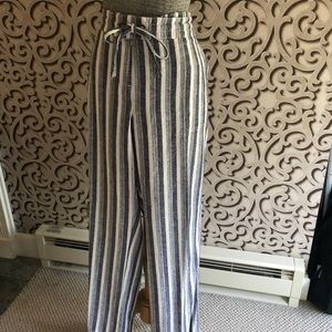 PER SE  Vertical Striped Linen Blend Resort Pant